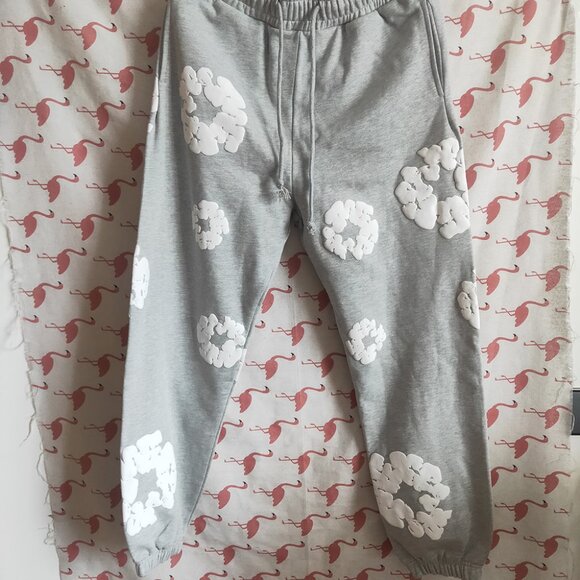 Denim Tears Grey Cotton Sweatpants With Logo Pattern - Picture 1 of 6